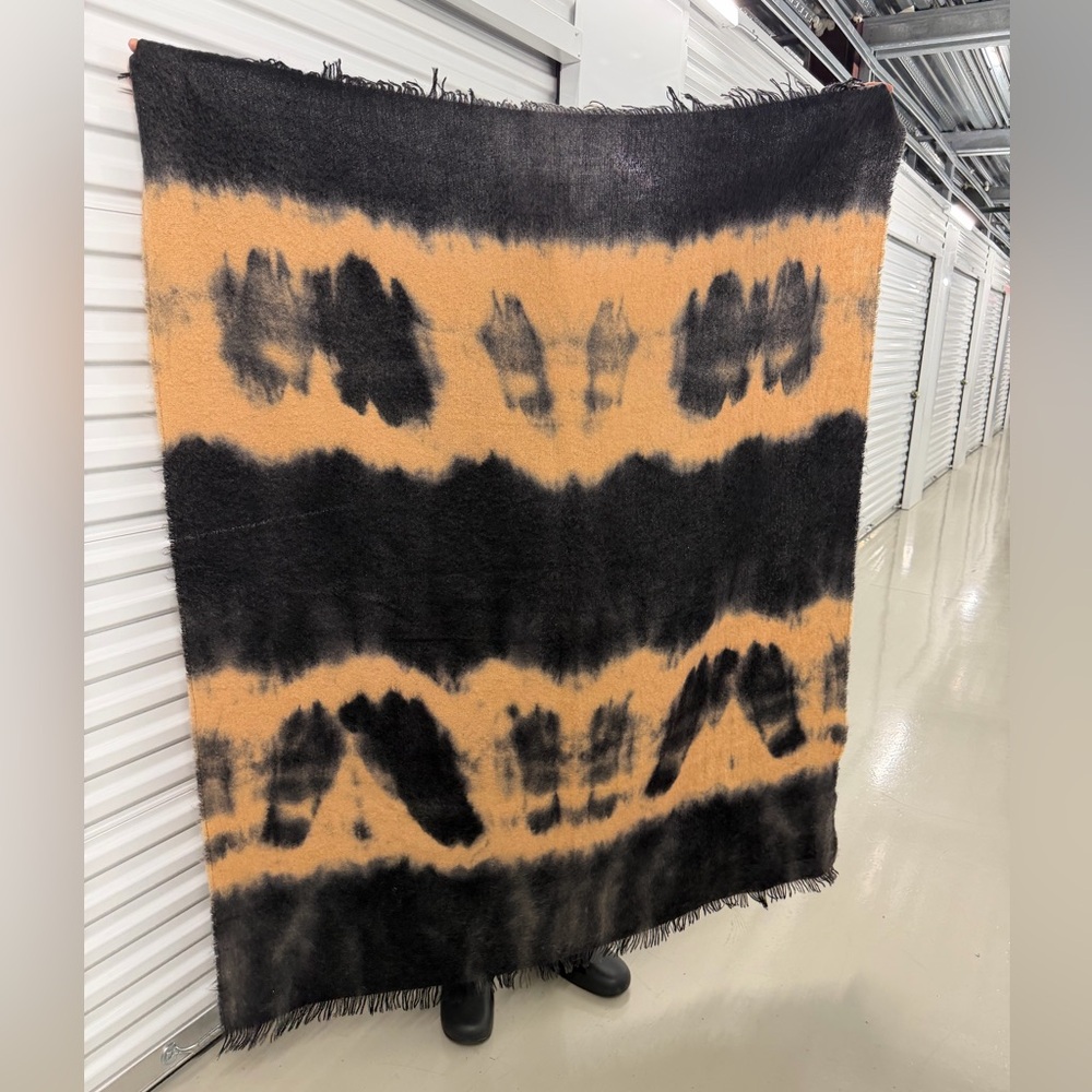 Cape Mohair South Africa Blanket Throw, Mohair Blend, Brown black, Fringe